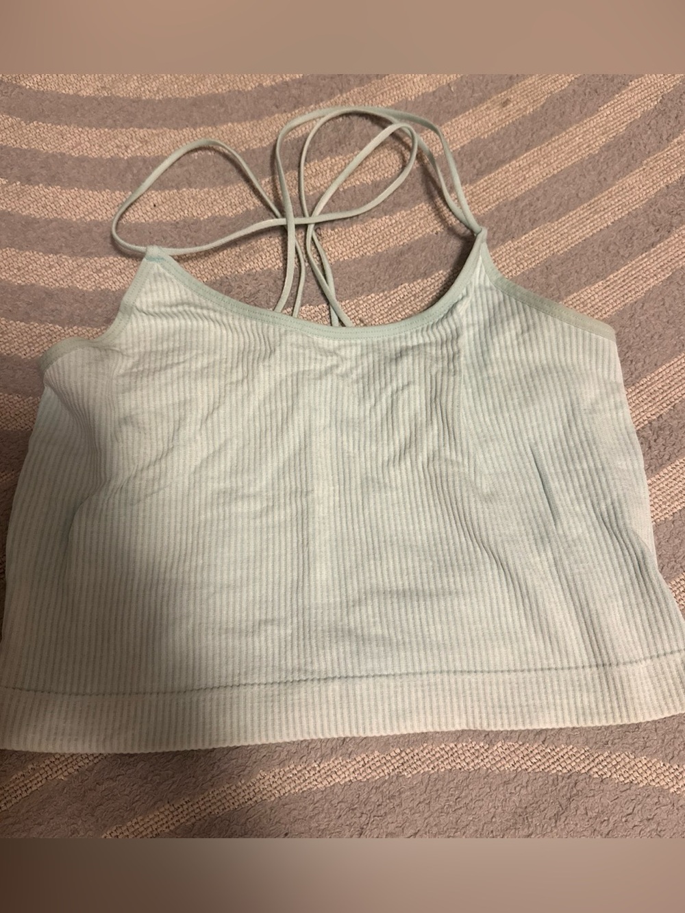 Light Mint Ribbed Strappy Crop Top